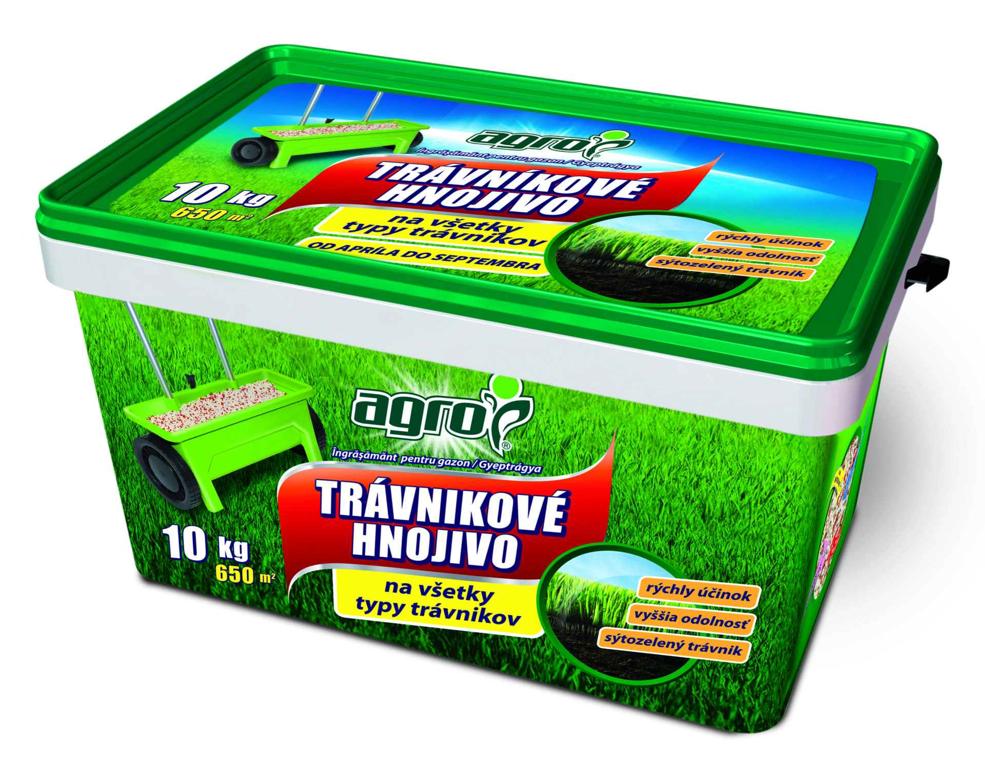 Hnojivo na trávnik AGRO 10kg vedro