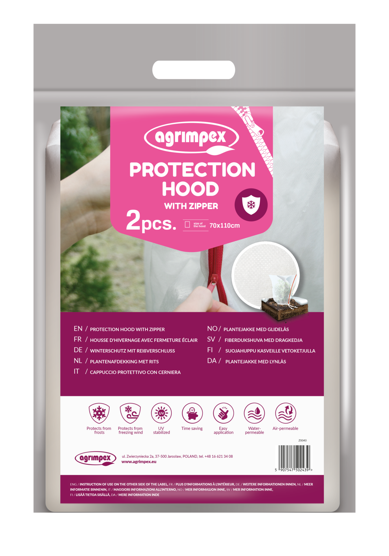 Netkaná textília dvoj vrstvový kryt so zipsom 0.7 x1.1m biela 2ks