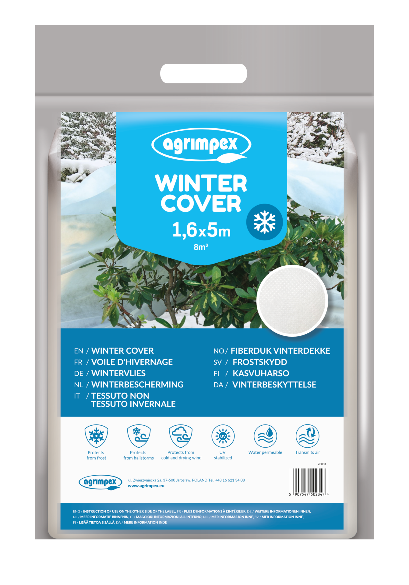 Netkaná textília zakrývacia na zimu 1.6x5m 50g biela